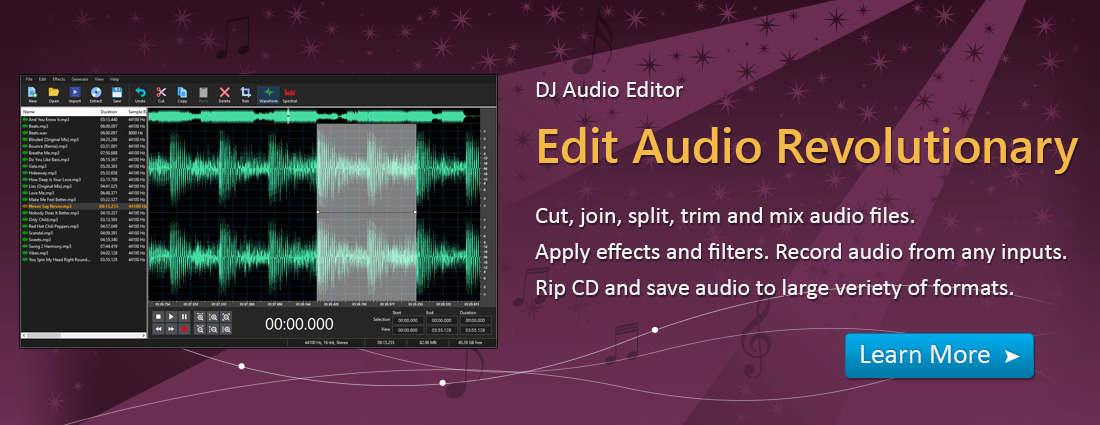 audio editing program to edit audio and music files