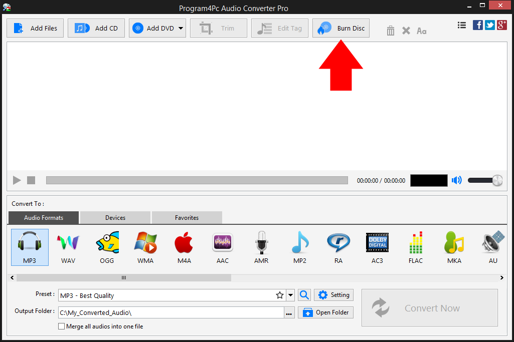 Burn MP3 WMA CD and DVD burner with Program4Pc Audio Converter
