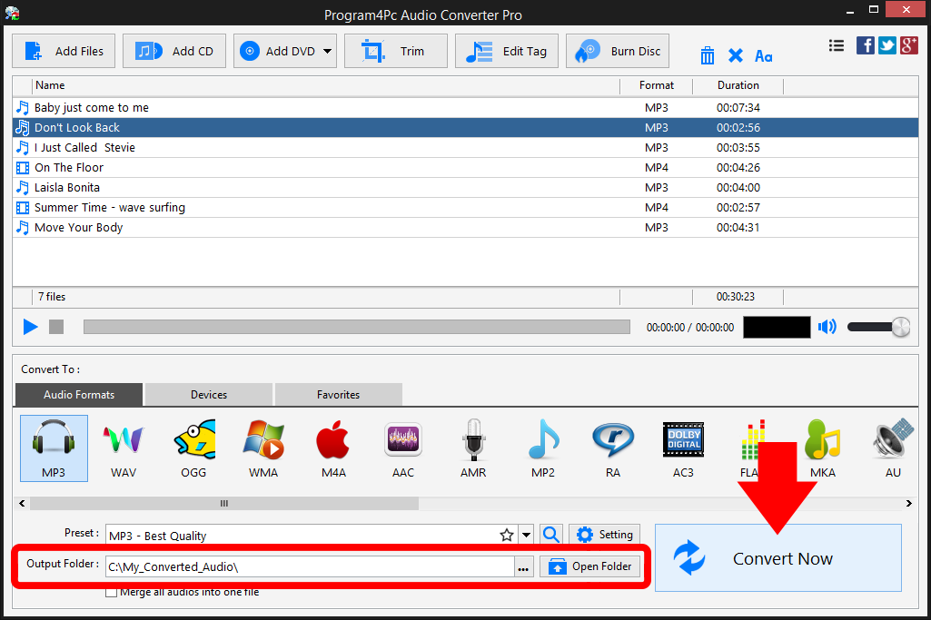 Convert your edited audio file and save