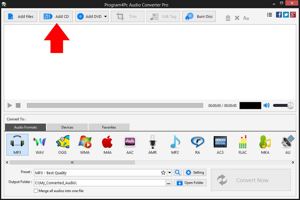Rip and open audio CD for conversion