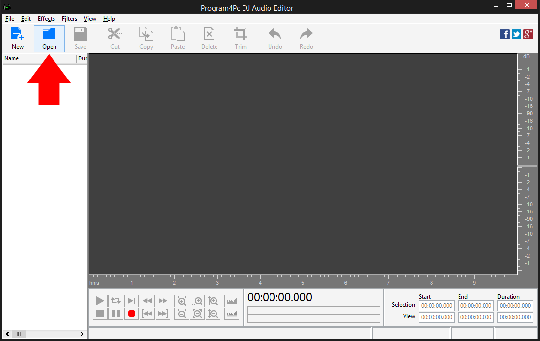 Open audio file and create ringtone for iphone via Program4Pc DJ Audio Editor