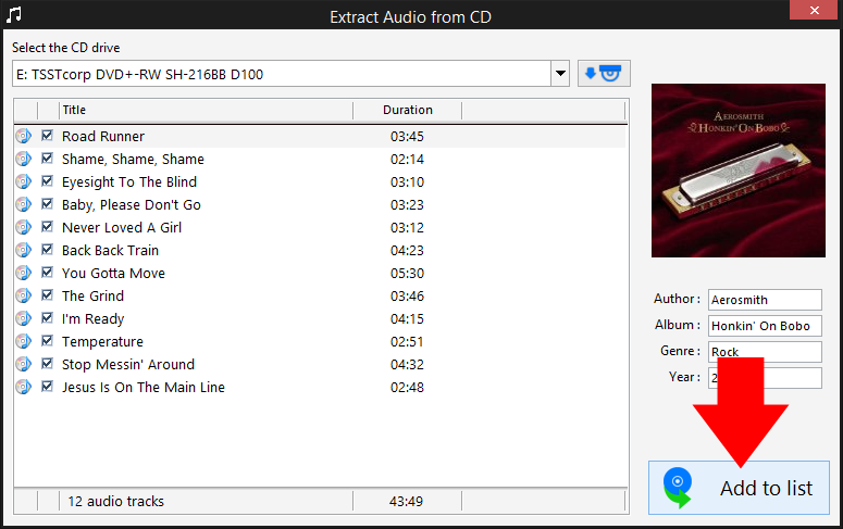 Load audio CD and extract all tracks