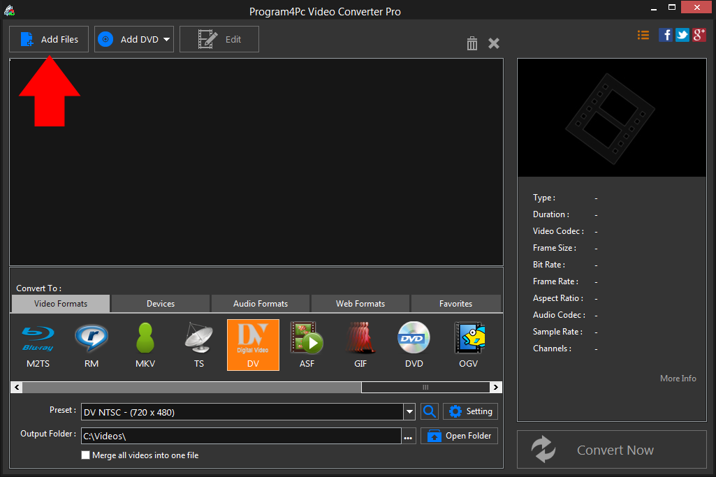 Run Program4Pc DAT to DV converter and convert your video files professionally
