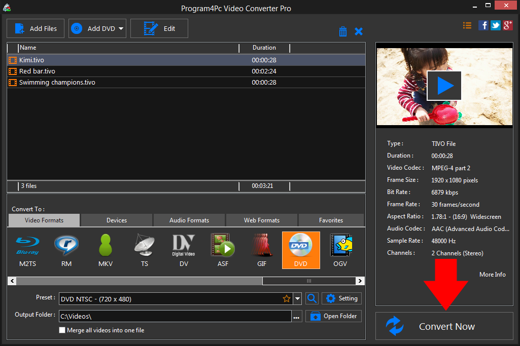 Convert TIVO to DVD video formats