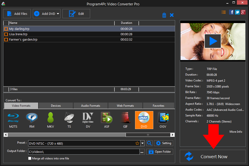 Convert TRP to DVD video formats