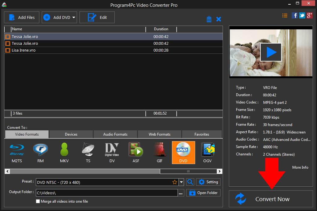 Convert VRO to DVD video formats
