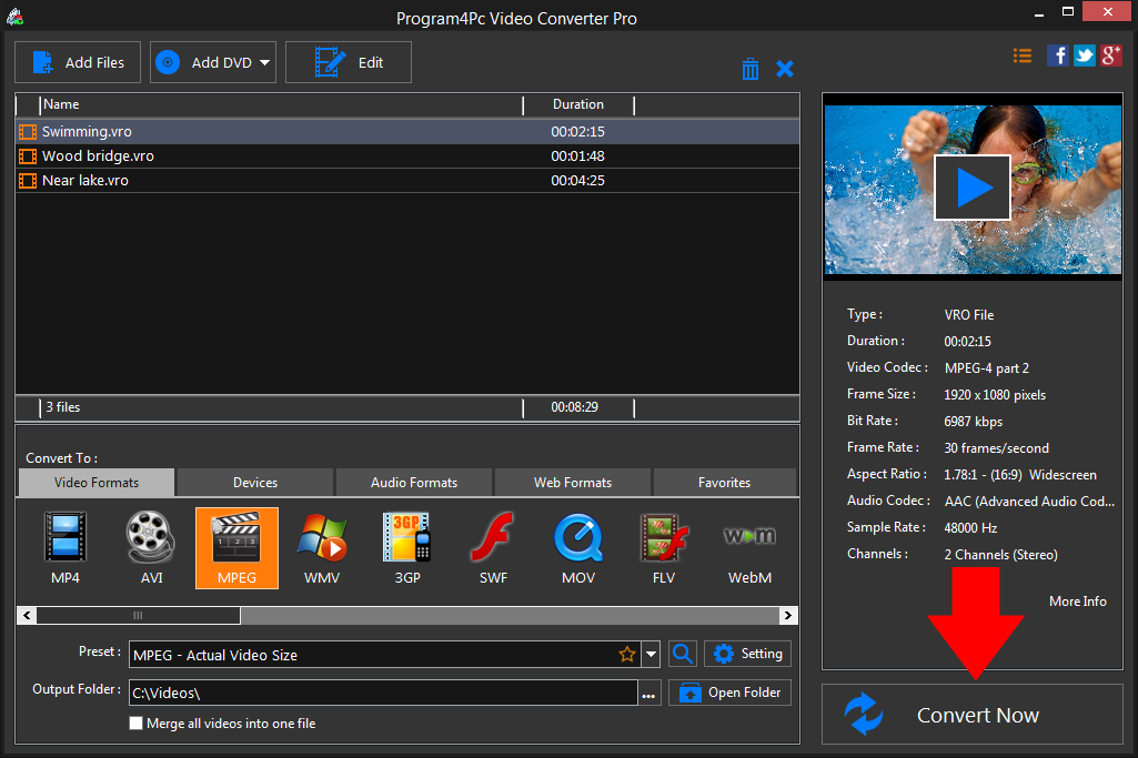 Convert VRO to MPEG video formats