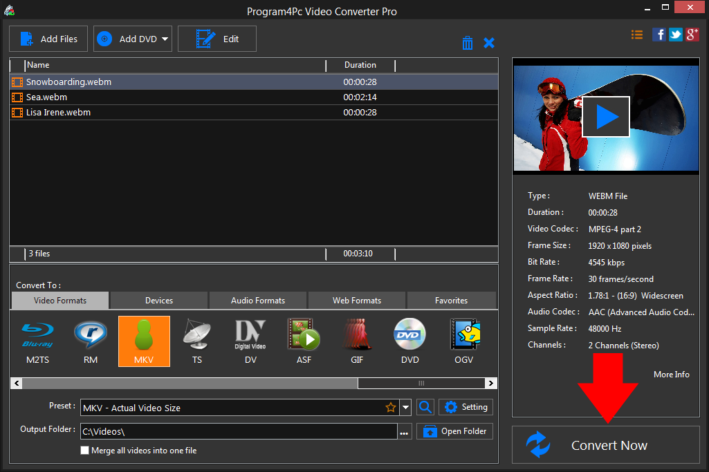 Convert WEBM to MKV video formats